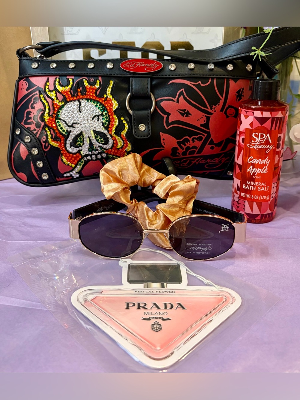 ED HARDY Shoulder/Crossbody Rhinestoned Skull, Heart & Cross Bag & MORE
